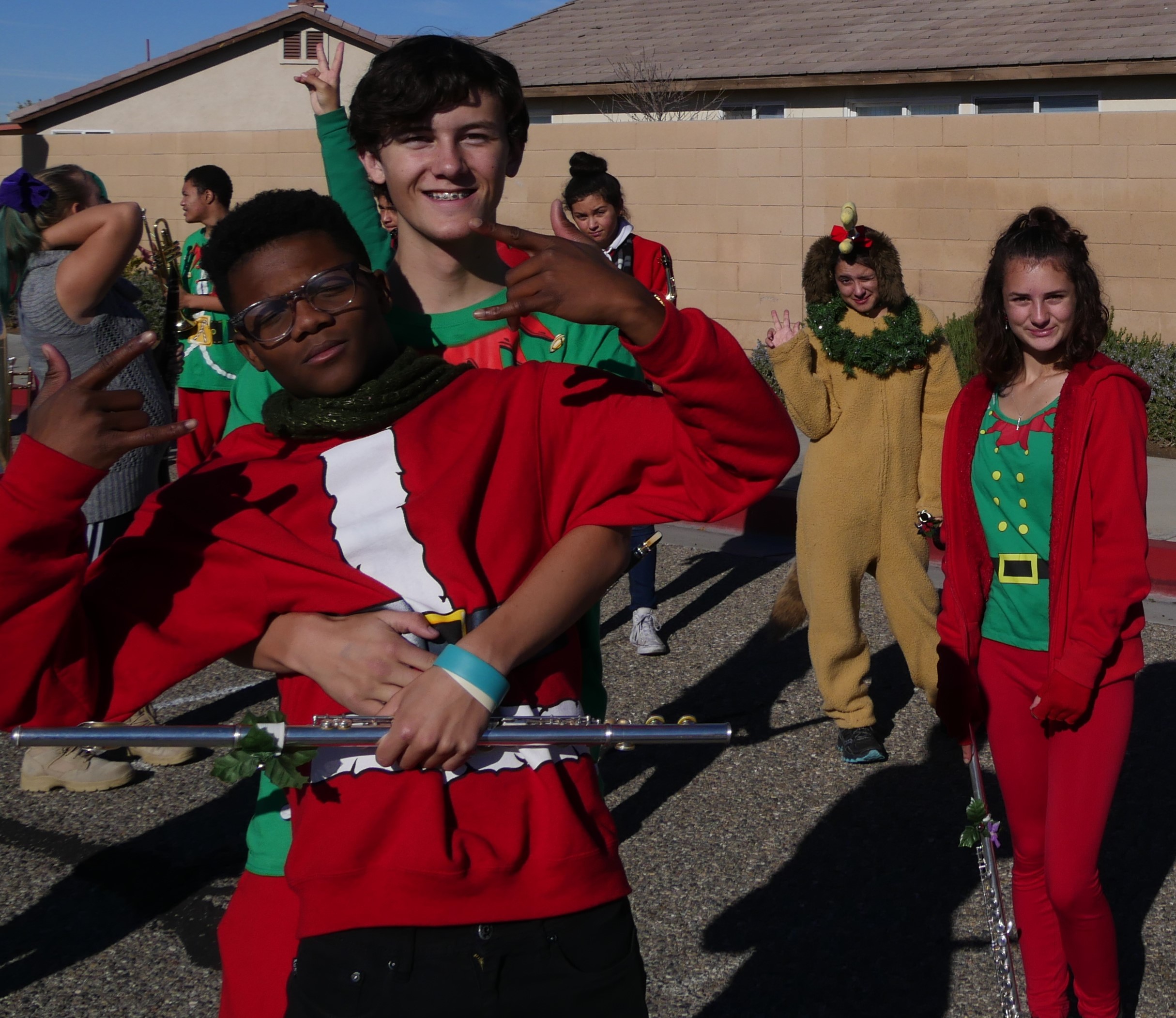GHHS band and color guard at the Adelanto Christmas parade