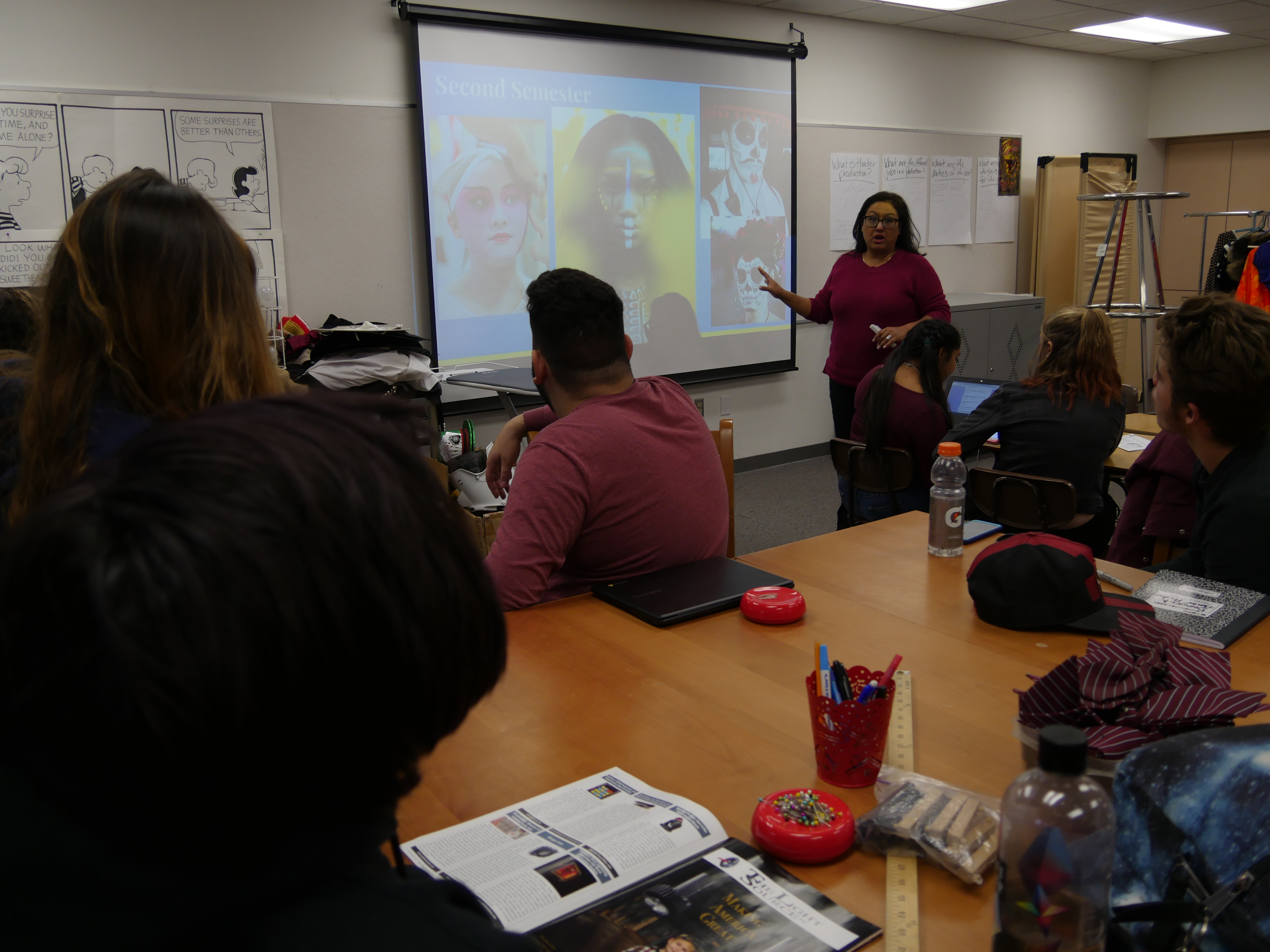 photo of a Camille Gonzales teaching a tech theater class